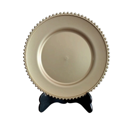 Plato Base Perlas Doradas